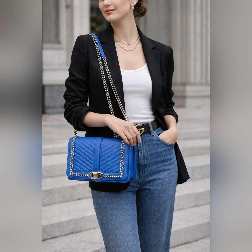 Rebecca Minkoff Love Chain Crossbody Bag Denim Blue